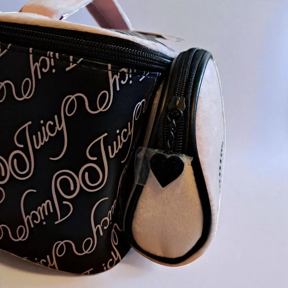 Juicy Couture Pink and Black Train Case Makeup Bag Set NWT